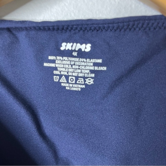 Skims Fits Everbody High Neck Bodysuit Navy Blue Size 4X Thong Back - Picture 9 of 9